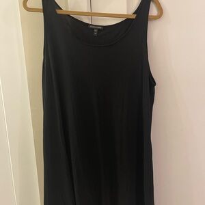 Eileen Fisher Elegant Black Sleeveless Silk Long Tank Top